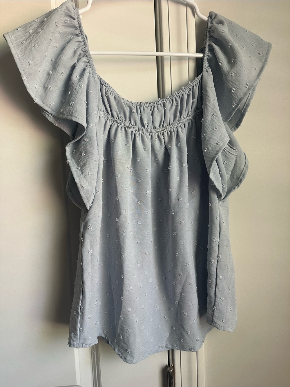 Monteau Light Blue Flutter Sleeve Blouse